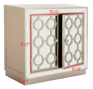 Kaia 2-Door Chest: Luxurious Storage Solution with Glamorous Mirror Panels and Chic Nickel Accents