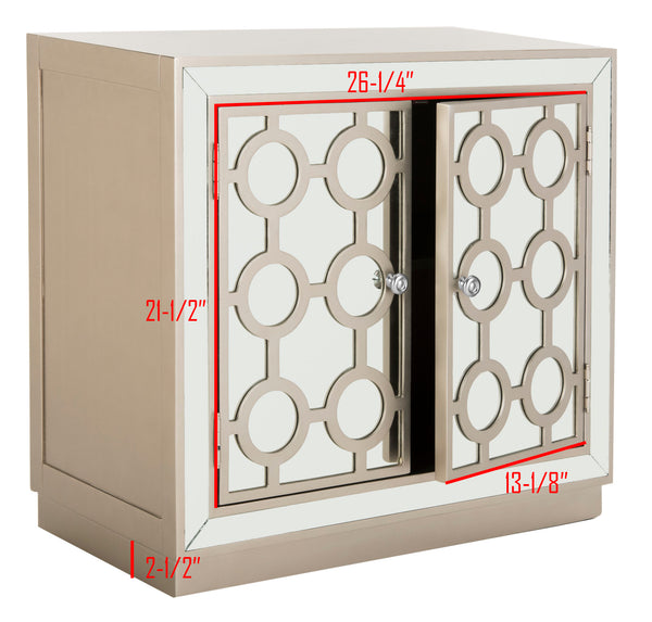 Kaia 2-Door Chest: Luxurious Storage Solution with Glamorous Mirror Panels and Chic Nickel Accents