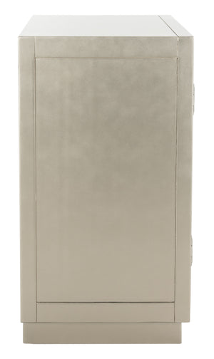 Kaia 2-Door Chest: Luxurious Storage Solution with Glamorous Mirror Panels and Chic Nickel Accents