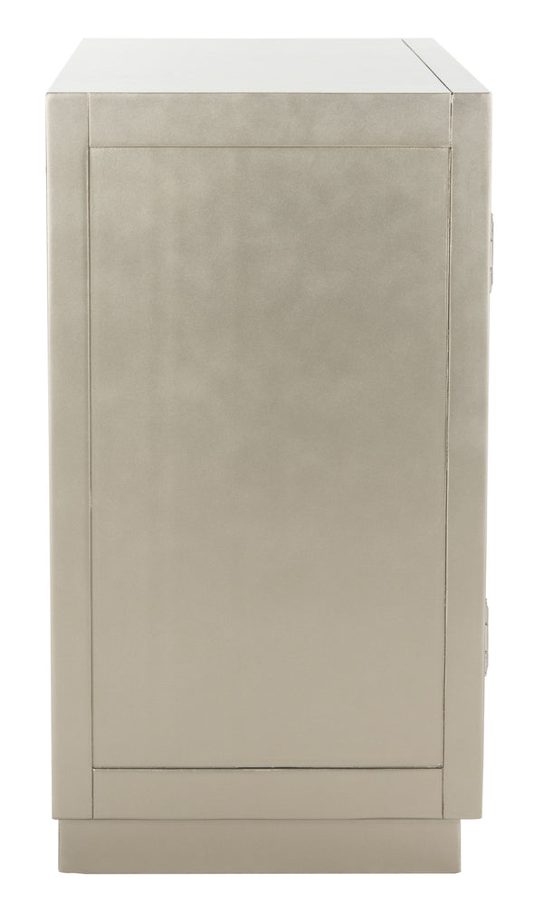 Kaia 2-Door Chest: Luxurious Storage Solution with Glamorous Mirror Panels and Chic Nickel Accents