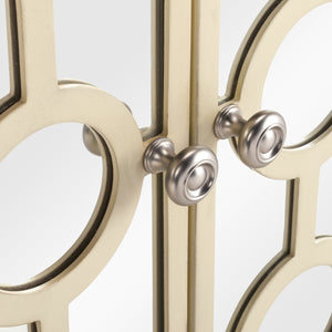 Kaia 2-Door Chest: Luxurious Storage Solution with Glamorous Mirror Panels and Chic Nickel Accents