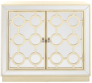 Kaia 2-Door Chest: Luxurious Storage Solution with Glamorous Mirror Panels and Chic Nickel Accents