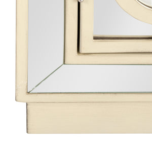 Kaia 2-Door Chest: Luxurious Storage Solution with Glamorous Mirror Panels and Chic Nickel Accents