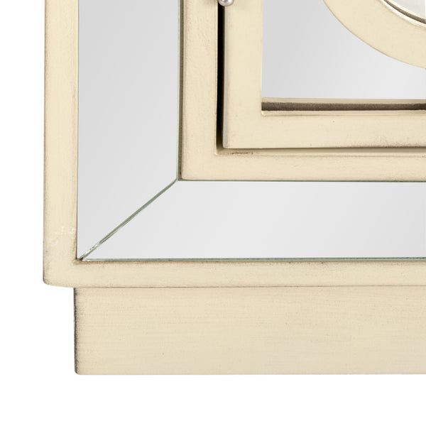 Kaia 2-Door Chest: Luxurious Storage Solution with Glamorous Mirror Panels and Chic Nickel Accents