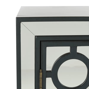 Kaia 2-Door Chest: Luxurious Storage Solution with Glamorous Mirror Panels and Chic Nickel Accents