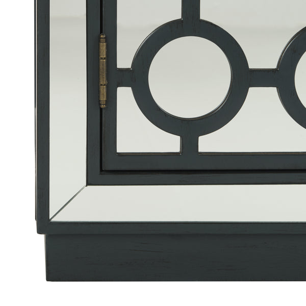 Kaia 2-Door Chest: Luxurious Storage Solution with Glamorous Mirror Panels and Chic Nickel Accents