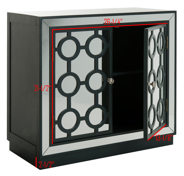 Kaia 2-Door Chest: Luxurious Storage Solution with Glamorous Mirror Panels and Chic Nickel Accents