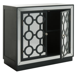 Kaia 2-Door Chest: Luxurious Storage Solution with Glamorous Mirror Panels and Chic Nickel Accents