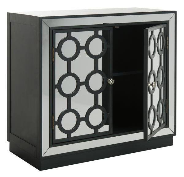 Kaia 2-Door Chest: Luxurious Storage Solution with Glamorous Mirror Panels and Chic Nickel Accents