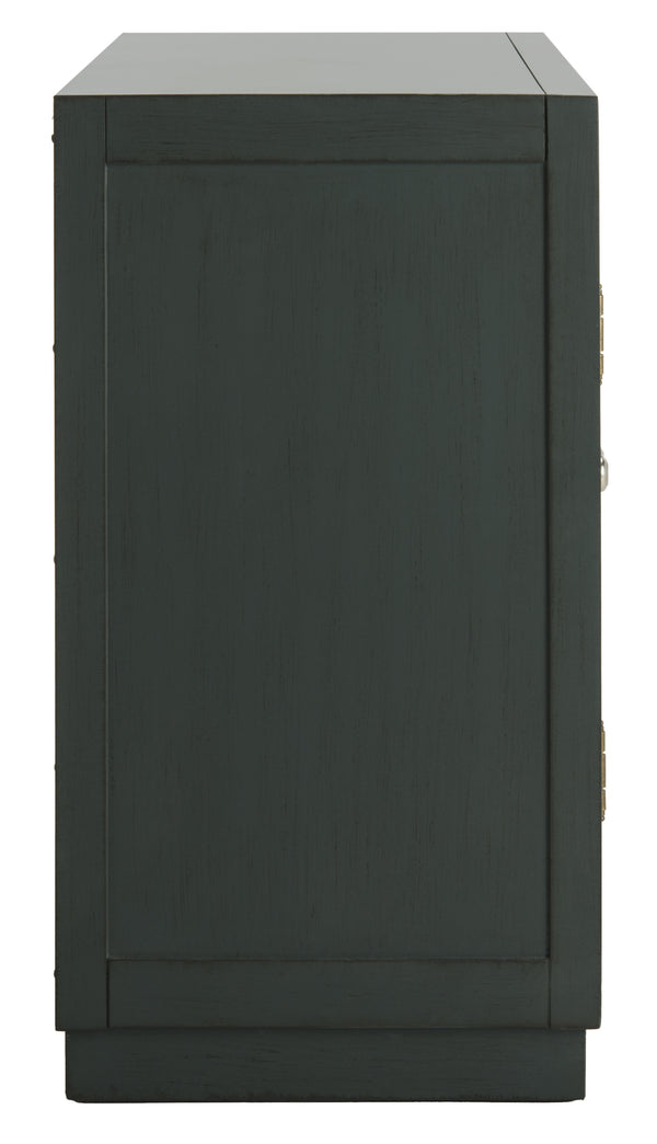 Kaia 2-Door Chest: Luxurious Storage Solution with Glamorous Mirror Panels and Chic Nickel Accents