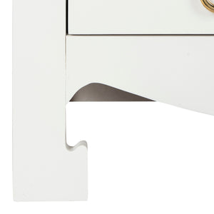 Dion Contemporary 3-Drawer Chest with Minimalist Asian Curves and Elegant Gold Ring Pulls