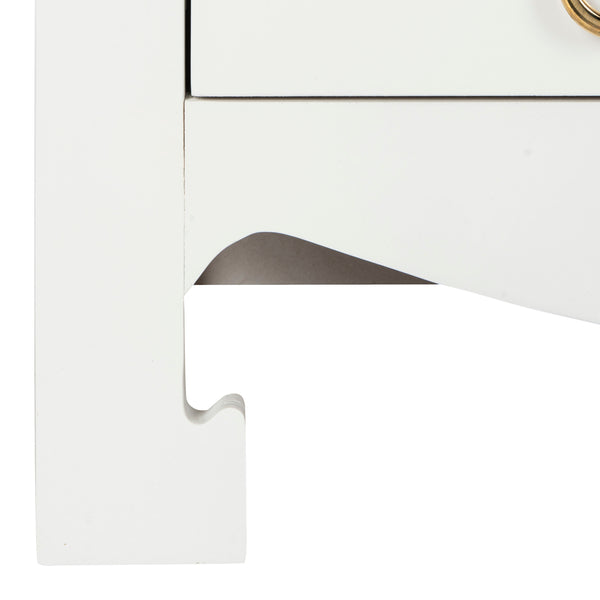 Dion Contemporary 3-Drawer Chest with Minimalist Asian Curves and Elegant Gold Ring Pulls