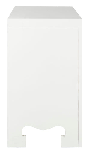 Dion Contemporary 3-Drawer Chest with Minimalist Asian Curves and Elegant Gold Ring Pulls