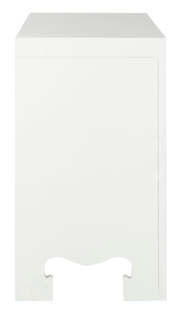 Dion Contemporary 3-Drawer Chest with Minimalist Asian Curves and Elegant Gold Ring Pulls