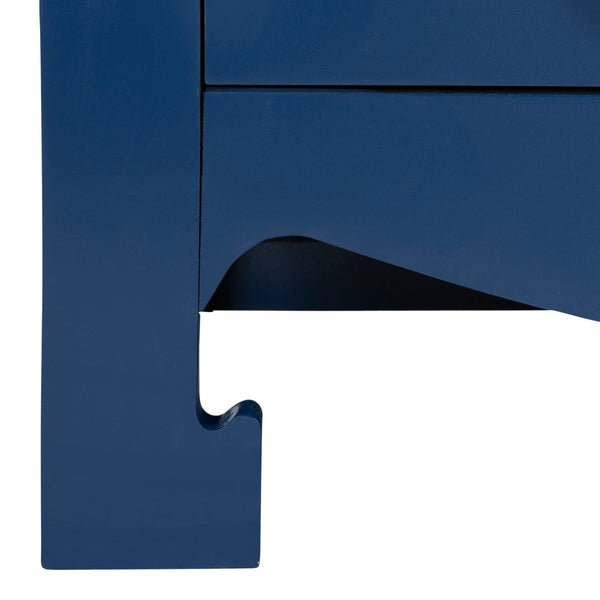 Dion Contemporary 3-Drawer Chest with Minimalist Asian Curves and Elegant Gold Ring Pulls