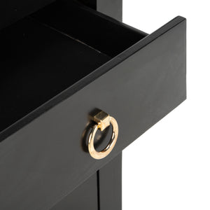 Dion Contemporary 3-Drawer Chest with Minimalist Asian Curves and Elegant Gold Ring Pulls