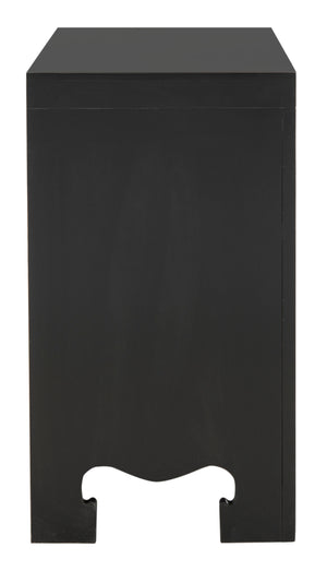 Dion Contemporary 3-Drawer Chest with Minimalist Asian Curves and Elegant Gold Ring Pulls