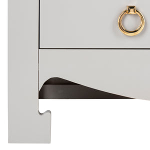Dion Contemporary 3-Drawer Chest with Minimalist Asian Curves and Elegant Gold Ring Pulls