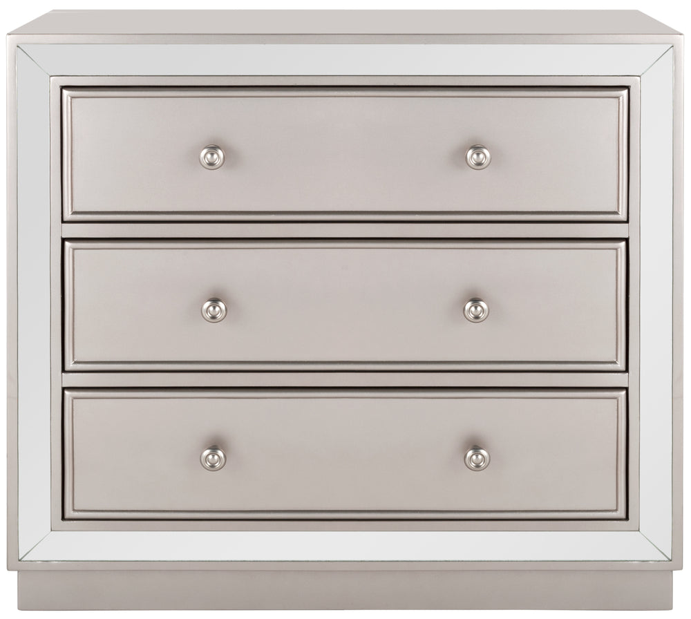 Basie Modern 3 Drawer Chest - Luxurious Minimalist Storage with Mirror Finish and Nickel Hardware