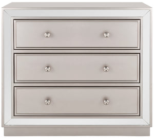 Basie Modern 3 Drawer Chest - Luxurious Minimalist Storage with Mirror Finish and Nickel Hardware