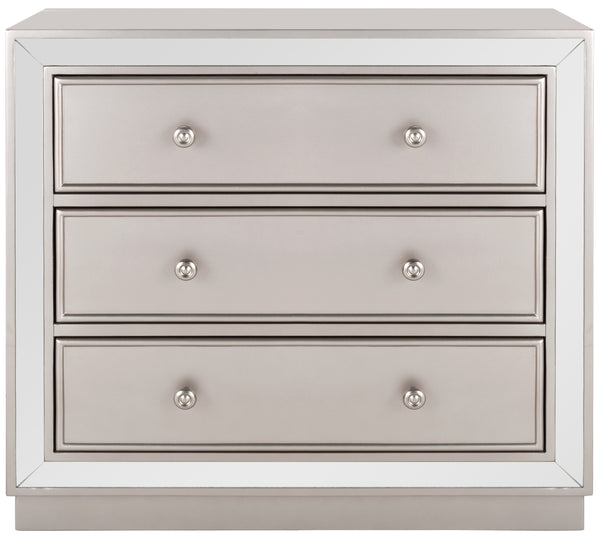Basie Modern 3 Drawer Chest - Luxurious Minimalist Storage with Mirror Finish and Nickel Hardware