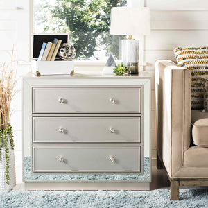 Basie Modern 3 Drawer Chest - Luxurious Minimalist Storage with Mirror Finish and Nickel Hardware