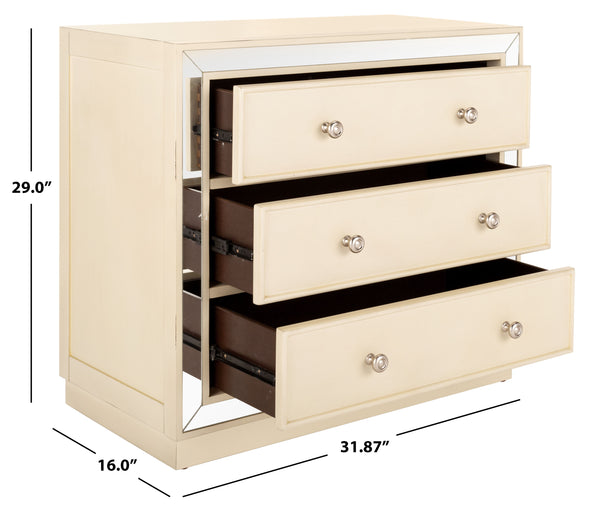 Basie Modern 3 Drawer Chest - Luxurious Minimalist Storage with Mirror Finish and Nickel Hardware