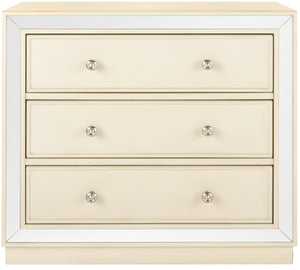 Basie Modern 3 Drawer Chest - Luxurious Minimalist Storage with Mirror Finish and Nickel Hardware