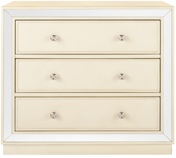 Basie Modern 3 Drawer Chest - Luxurious Minimalist Storage with Mirror Finish and Nickel Hardware