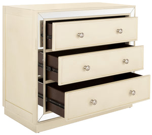 Basie Modern 3 Drawer Chest - Luxurious Minimalist Storage with Mirror Finish and Nickel Hardware