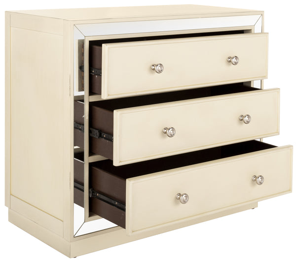 Basie Modern 3 Drawer Chest - Luxurious Minimalist Storage with Mirror Finish and Nickel Hardware