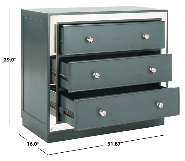 Basie Modern 3 Drawer Chest - Luxurious Minimalist Storage with Mirror Finish and Nickel Hardware