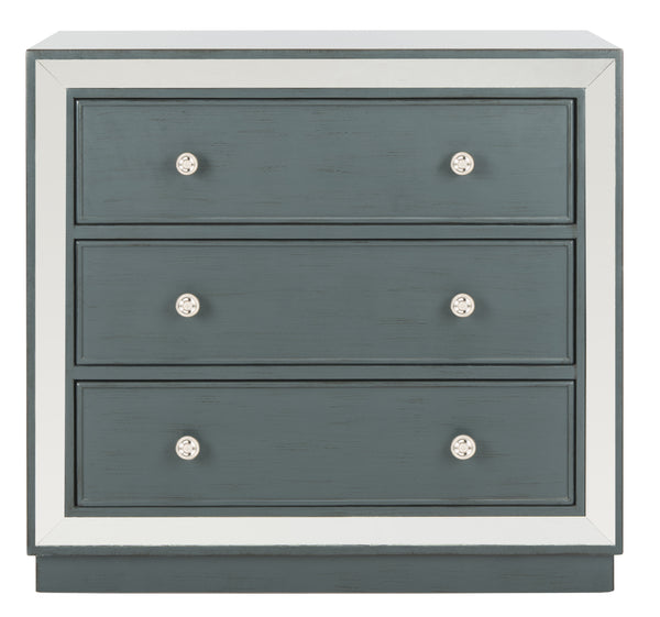 Basie Modern 3 Drawer Chest - Luxurious Minimalist Storage with Mirror Finish and Nickel Hardware