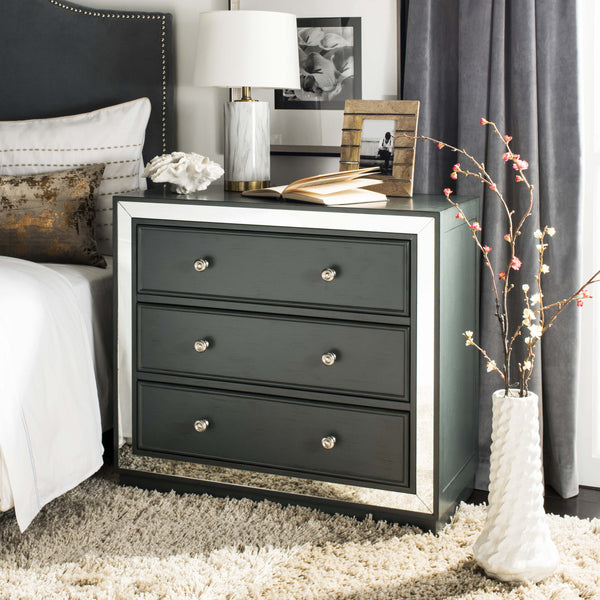Basie Modern 3 Drawer Chest - Luxurious Minimalist Storage with Mirror Finish and Nickel Hardware