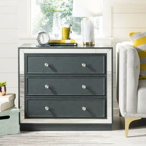 Basie Modern 3 Drawer Chest - Luxurious Minimalist Storage with Mirror Finish and Nickel Hardware