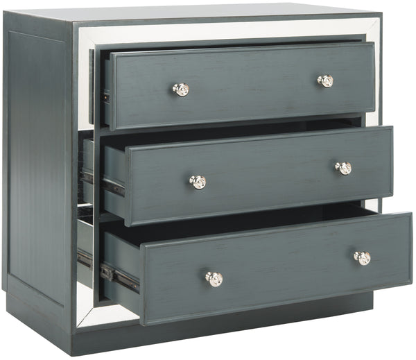 Basie Modern 3 Drawer Chest - Luxurious Minimalist Storage with Mirror Finish and Nickel Hardware
