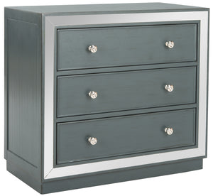 Basie Modern 3 Drawer Chest - Luxurious Minimalist Storage with Mirror Finish and Nickel Hardware