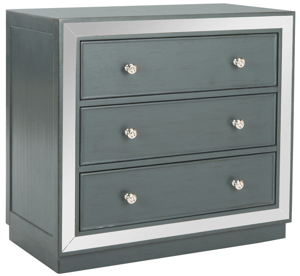 Basie Modern 3 Drawer Chest - Luxurious Minimalist Storage with Mirror Finish and Nickel Hardware