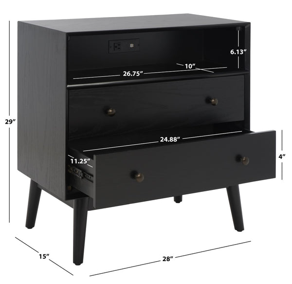 Safavieh Scully 2 Drawer 1 Shelf Chest W/ Usb CHS6417B