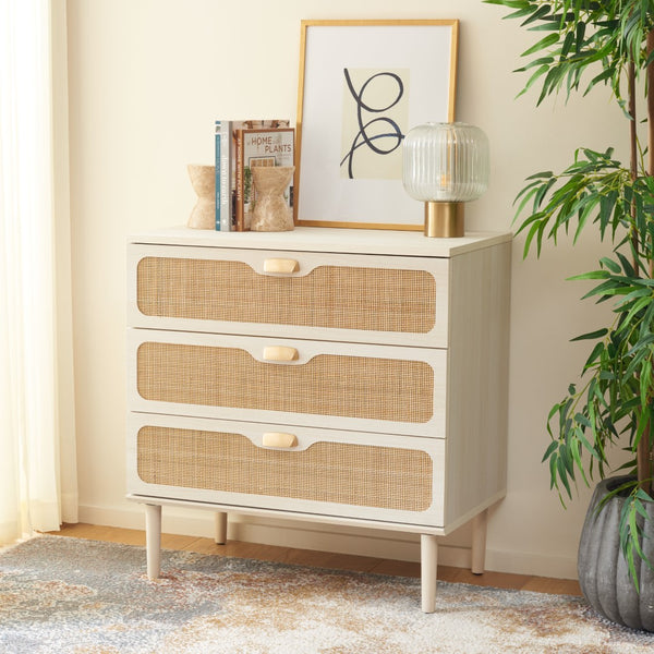Safavieh Irelia 3 Drawer Chest White Pb, Mdf, Rubber Wood CHS9602C