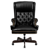 English Elm EE1654 Traditional Commercial Grade Leather Executive Office Chair Black EEV-13009