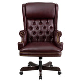 English Elm EE1654 Traditional Commercial Grade Leather Executive Office Chair Burgundy EEV-13011