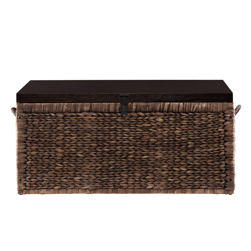 Sei Furniture Harrowell Water Hyacinth Storage Trunk Blackwashed W Espresso Ck0124