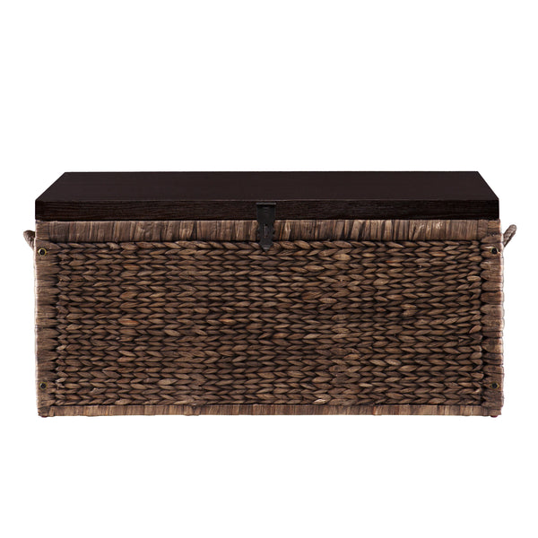 Sei Furniture Harrowell Water Hyacinth Storage Trunk Blackwashed W Espresso Ck0124