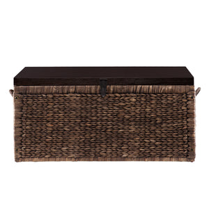 Sei Furniture Harrowell Water Hyacinth Storage Trunk Blackwashed W Espresso Ck0124