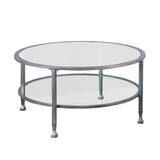 Sei Furniture Jaymes Metal Glass Round Cocktail Table Silver Ck0740
