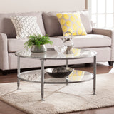 Sei Furniture Jaymes Metal Glass Round Cocktail Table Silver Ck0740