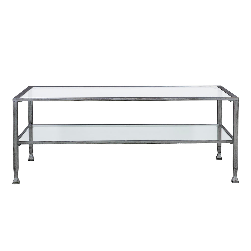 Sei Furniture Jaymes Metal Glass Rectangular Open Shelf Cocktail Table Ck0779