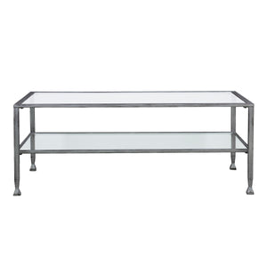 Sei Furniture Jaymes Metal Glass Rectangular Open Shelf Cocktail Table Ck0779