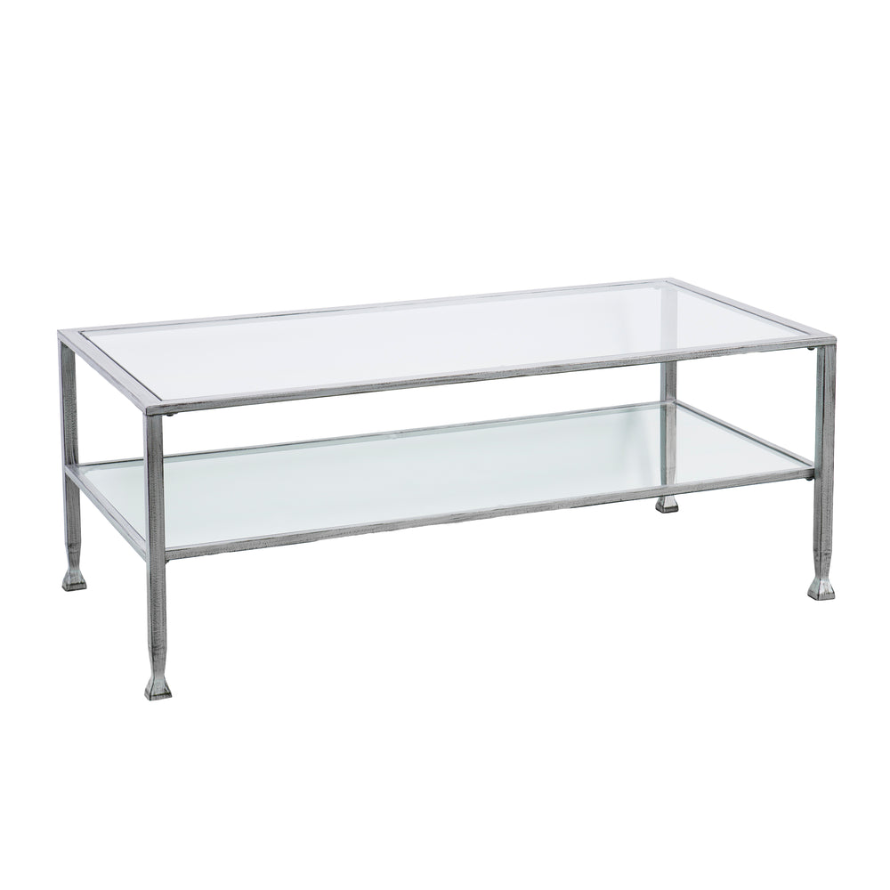 Sei Furniture Jaymes Metal Glass Rectangular Open Shelf Cocktail Table Ck0779